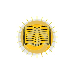Book shine sun education logo vector