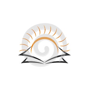 Book shine sun symbol logo vector