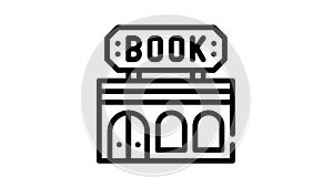 book shop building black icon animation
