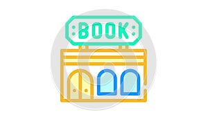 book shop building color icon animation