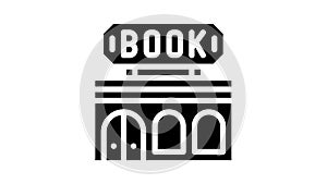 book shop building glyph icon animation