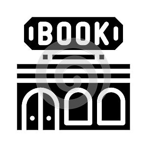 Book shop building glyph icon vector illustration