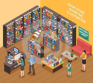 Book Shop Isometric Illustration