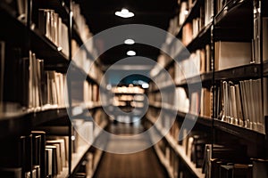 Book Shop. Library with books. Books in a bookstore. Book shelves. Selective focus. AI generated