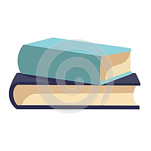 Book stack icon, stack of books vector, two blue books in flat design style illustration