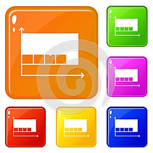 Book stack icons set vector color