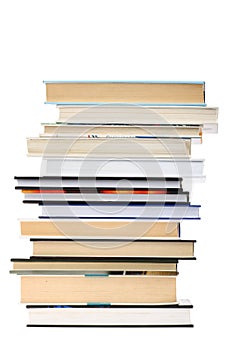 Book stack isolated on white background with copy