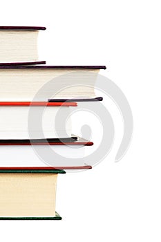 Book stack isolated on white background with copy space