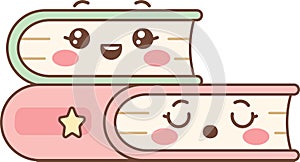 Book Stack Kawaii Faces