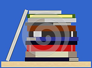 Book stack on a shelf (Vector)