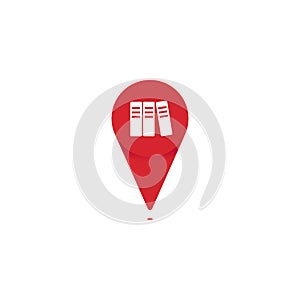 Book store or library pin poin icon logo for map location vector