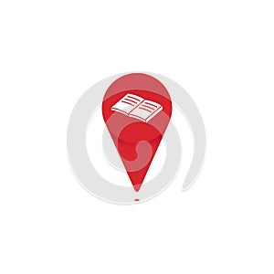 Book store shop pin point icon logo for map location vector