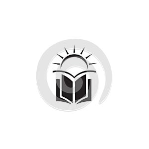 Book and sun logo design template