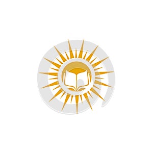 Book and sun logo design template