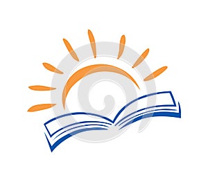 Book and sun logo icon vector.Education logo.