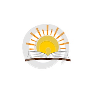 Book and sun logo icon vector illustration