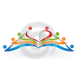 Book teamwork education logo vector image