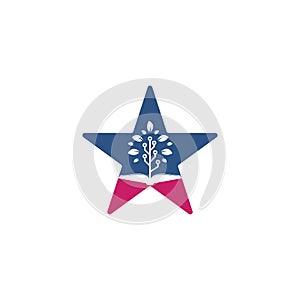 Book and tech tree star shape concept logo design.