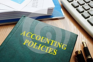 Book with title accounting policies. photo