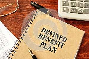 Book with title Defined Benefit Plan. photo