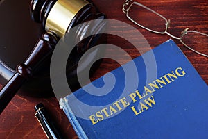 Book with title estate planning law. photo