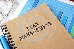 Book with title lean management on a table. photo