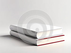 a book is top of another book, white color, book mockup, 3d render books, isolated on white background.