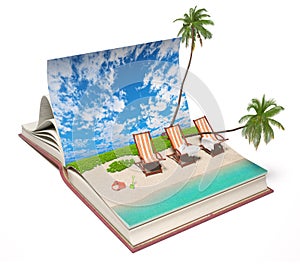 Book with a tropical beach