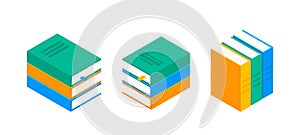 Book vector isometric stack school illustration icon. Children books flat library