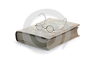 Book and vintage glasses