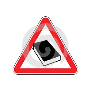 Book Warning sign yellow. Reading Hazard attention symbol. Danger road sign triangle psalterium photo