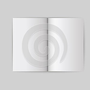 Book white blank template object. Open cover mock up isolated brochure vector. Empt page business paper background. Clean booklet