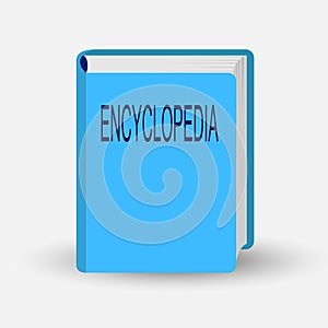 Book with the word encyclopedia, simulated 3D
