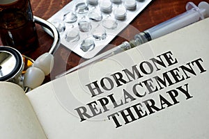 Book with words hormone replacement therapy