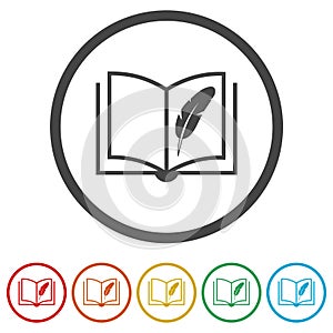 Book Writer Logo Template Design ring icon, color set