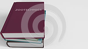 Book with ZOOTECHNICS title. 3D rendering