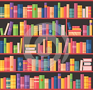 Bookcase or bookshelf, books library or bookstore