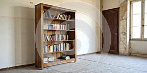 Bookcase in empty room