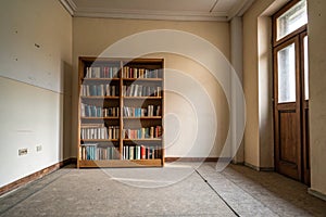 Bookcase in empty room