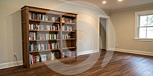 Bookcase in empty room