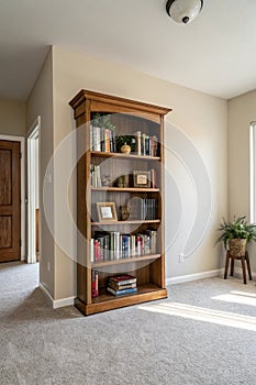 Bookcase in empty room