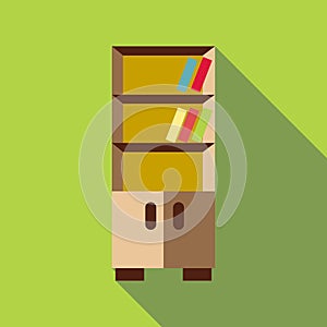 Bookcase icon, flat style