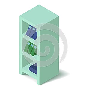 Bookcase icon, isometric 3d style