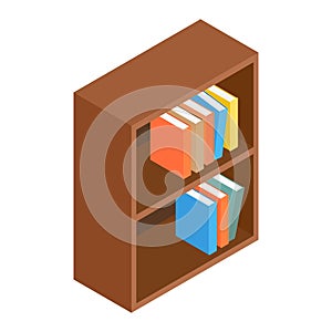 Bookcase isometric 3d icon photo
