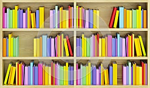 Bookcase with multicolored books