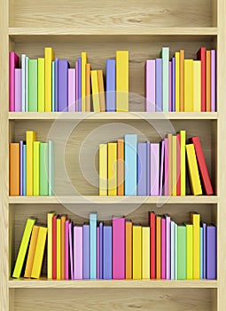 Bookcase with multicolored books