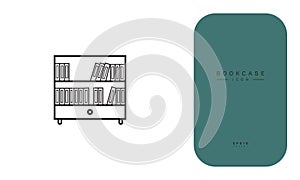 Bookcase simple black line web icon vector illustration. Editable stroke