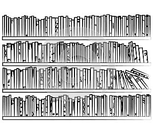 Bookcase on a white background. Sketch. Vector