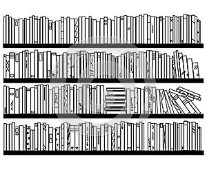 Bookcase on a white background. Sketch. Vector