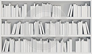 Bookcase with white books